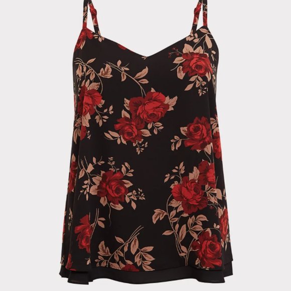 TORRID Size 5 Black & Red Floral Swing Cam… - Picture 4 of 7